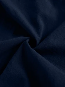 SHEIN Stylify Women's French Elegant Minimalist Casual Soft Style Chocolate Brown Cotton Spring/Summer New Waist Pleated Design Slimming Blouse Shirt, Suitable For 20-35+ Women For Office And Holiday Wear - Navy Blue - View 6