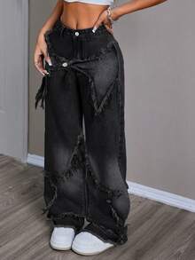SHEIN Unity Women's Casual Denim Jeans, Simple And Fashionable For Daily Wear - Black - View 5