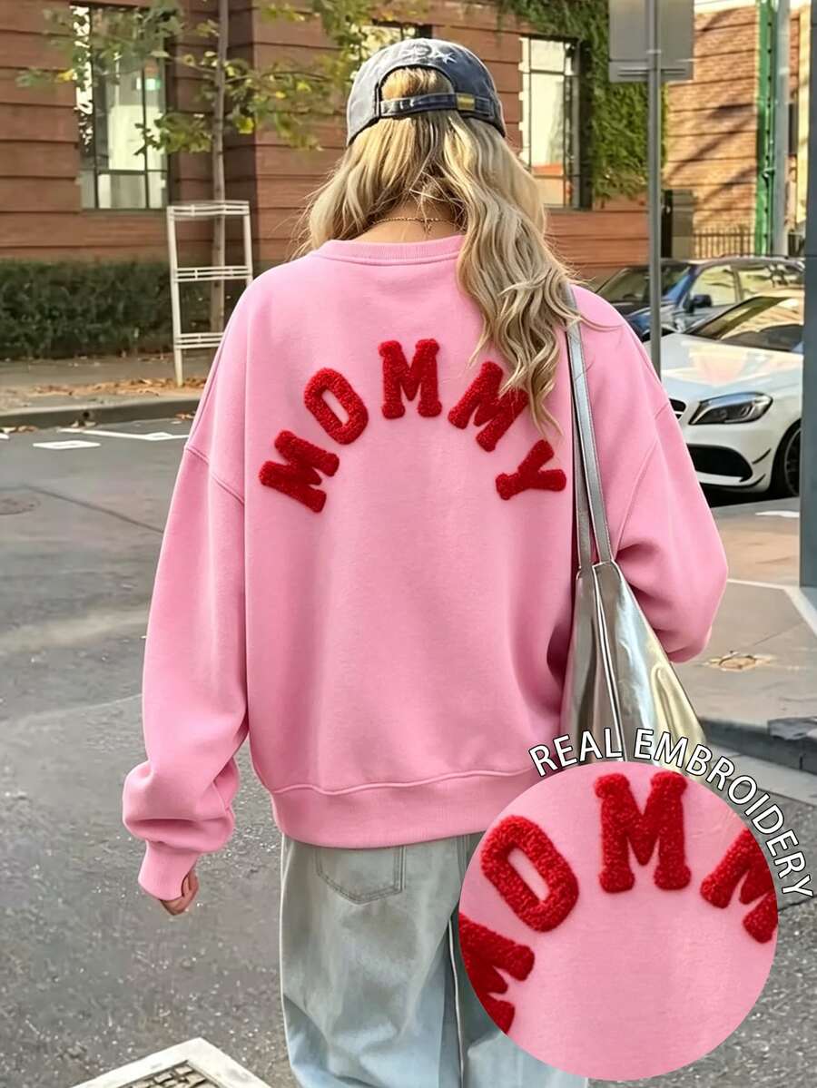 DrmWander Women's Sweatshirt, Casual Street Style Crewneck Sweatshirt, Cute Summer Top Fall - Pink - View 1