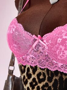 Amplova Women's Leopard Print 3/4 Length Pants With Lace Cup, Spaghetti Strap, Criss-Cross Back, Sexy Fitted Style, Suitable For Autumn/Winter Daily Casual Wear - Brown - View 9