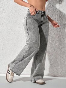 SHEIN Unity Plus Size Y2K Fashion Distressed Low Waist Baggy Jeans - Light Grey - View 3