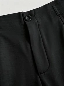 EMERY ROSE Plus Size Women's New Casual Fashion Versatile Vintage Elegant Faux Linen Waist-Cinching Straight-Leg Slimming Wide-Leg Long Pants Fall - Black - View 6