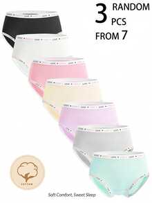 SHEIN 3pcs Random Assorted Colors Girls Toddler Love Ribbon Cute Sweet Soft Cotton Minimalist Triangle Panties - Multicolor - View 3