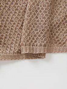 SHEIN Cool Yarn Cross V Knit Tee | Korean Mature Commuter Top For Summer - Chocolate Brown - View 8
