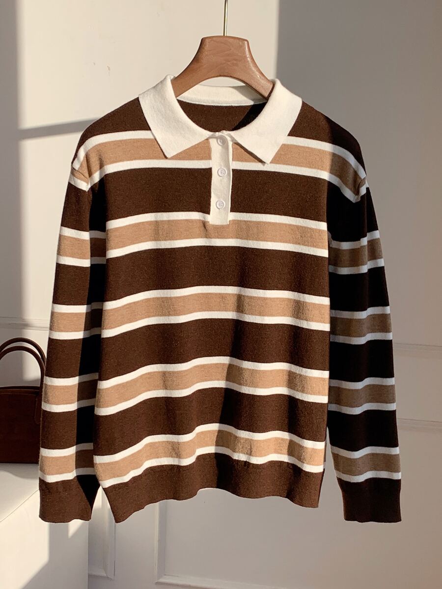 Comfortcana Women's Casual Colorblock Striped Sweater, Autumn/Winter - Multicolor - View 1