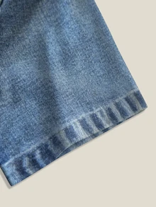 Resyla Casual Round Neck Denim Effect Short Sleeve T-Shirt, Versatile For Daily Wear, Summer - Multicolor - View 4