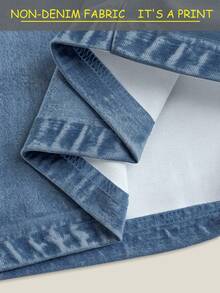 Resyla Casual Round Neck Denim Effect Short Sleeve T-Shirt, Versatile For Daily Wear, Summer - Multicolor - View 5