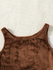 SHEIN Tween Girl 隨意居家服雙層抓絨背心與短褲套裝，2件套，粉紅色，秋冬穿搭，隨機2件 - 藕粉色 - 查看 6