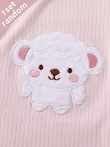 SHEIN Vintaside Kids 新生兒嬰兒 1件卡通圖案連身衣 + 1件褲子 + 1件帽子 - 彩色 - 查看 4