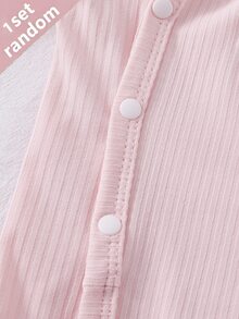 SHEIN Vintaside Kids 新生兒嬰兒 1件卡通圖案連身衣 + 1件褲子 + 1件帽子 - 彩色 - 查看 5