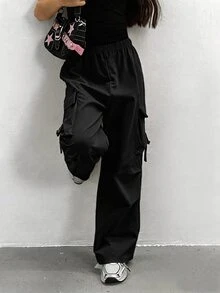 SHEIN Sparklyn 青少年（女）長褲 - 黑色 - 查看 4