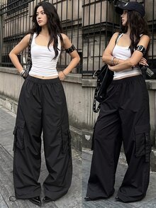 SHEIN Sparklyn 青少年（女）長褲 - 黑色 - 查看 1