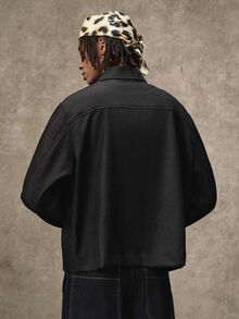 PAVTROS Men's Niche Design Black Jacket, Minimalist Loose Fit Fashionable Style, Suitable For Daily Casual, Weekend Outings, Music Festivals, Parties And Other Social Occasions - Black - View 2