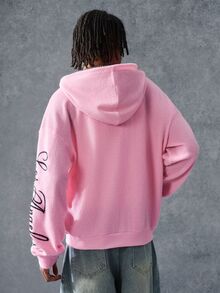 PAVTROS Men's Letter & Number Pattern Hoodie - Pink - View 2