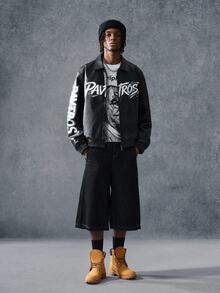 PAVTROS Men's Autumn/Winter Text Zipper PU Leather Jacket - Black - View 3