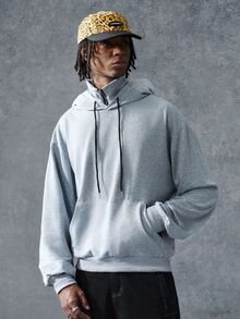 PAVTROS Men's Casual Versatile Solid Color Hoodie - Grey - View 1