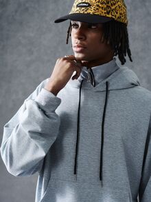 PAVTROS Men's Casual Versatile Solid Color Hoodie - Grey - View 3