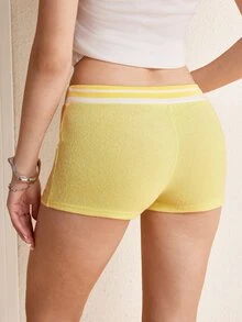 LOONEY TUNES X SHEIN 女款夏季休閒卡通印花短褲 - 黃色 - 查看 2