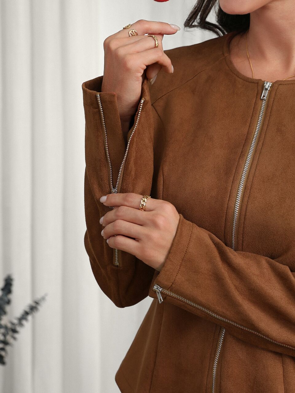 Elegant Business Style, Zip Up Tailored, Jackets For Women, Faux Suede Brown, Slim Fit Fitted, Work Office Going Out, Fall Autumn Winter Clothes