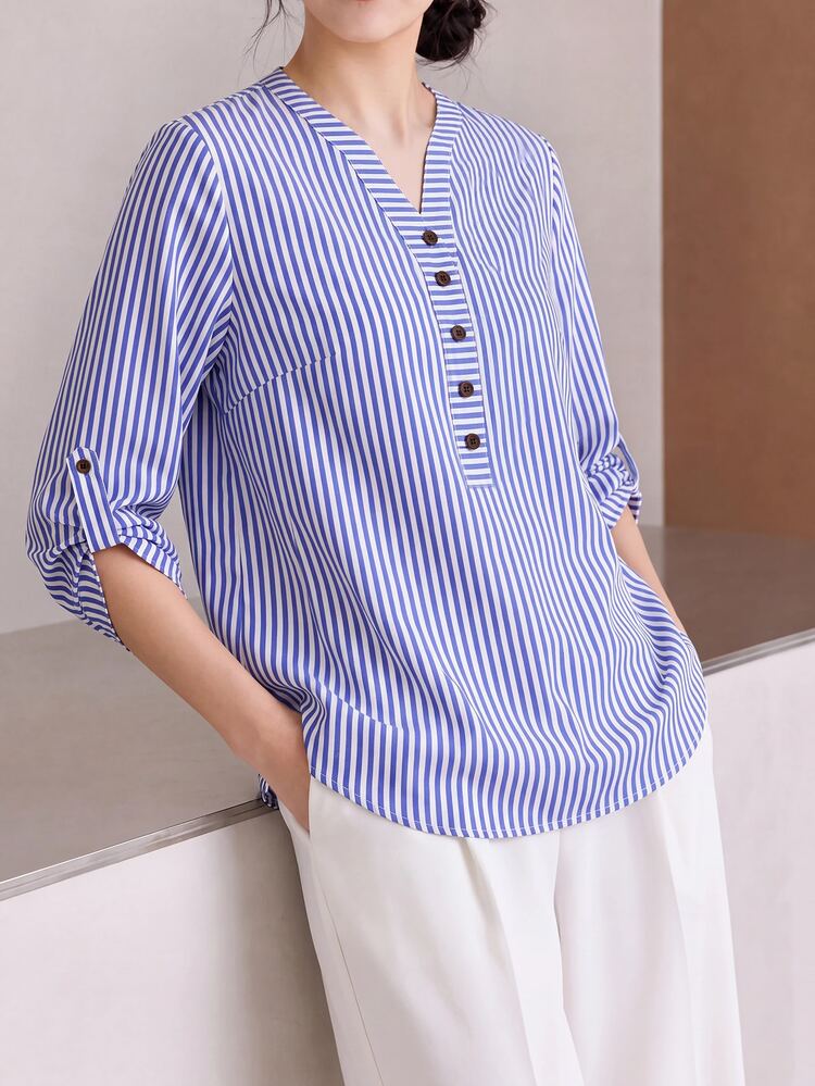 Rusticease Fall Tops Halloween Women Fall Women Fall Women Clothes Blouse Fall Women Shirts Women Tops Fall Clothes Going Out Top Women's Shirt - Blue and White - View 6
