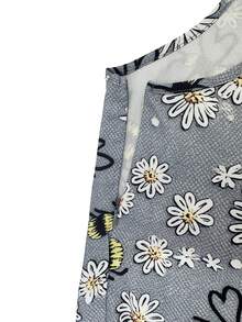 Linhara Plus Size Women's Floral Bee Embroidery Pattern Casual Daily Outing Strappy Jumpsuit Wide Leg Pants Fall - Multicolor - View 4