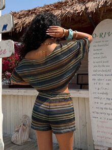 Muchica Striped Knit Fitted Women's Set - Multicolor - View 2