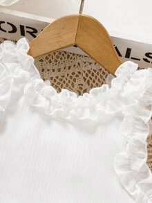 SHEIN Genkimix Kids Top de tanque con volantes de unicolor de moda para niñas jóvenes para el verano - Blanco - Ver 4