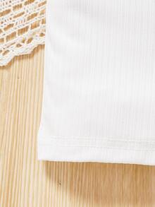 SHEIN Genkimix Kids Top de tanque con volantes de unicolor de moda para niñas jóvenes para el verano - Blanco - Ver 5