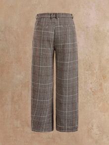 HIMLAND Men's Fashion Retro Plaid Jacket & Pants Suit Set - Brown - View 7