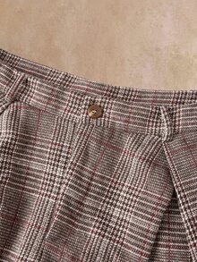 HIMLAND Men's Fashion Retro Plaid Jacket & Pants Suit Set - Brown - View 5