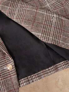 HIMLAND Men's Fashion Retro Plaid Jacket & Pants Suit Set - Brown - View 12