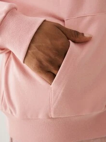 YARNWELL 秋季休閒百搭純色運動衫 - 粉色 - 查看 5
