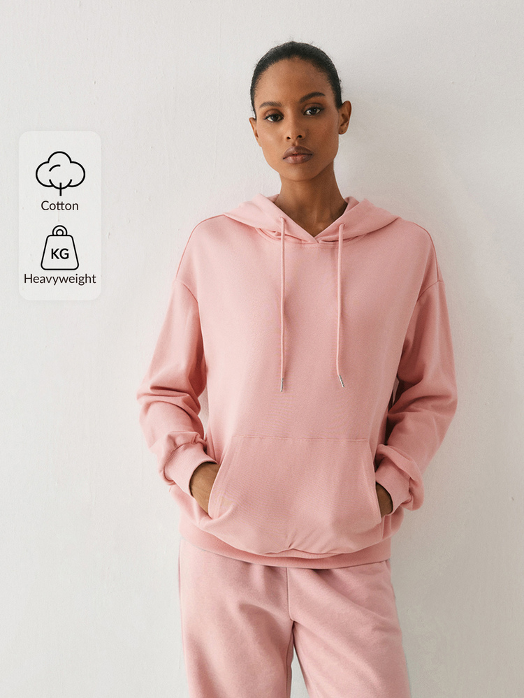 YARNWELL Autumn Casual Versatile Solid Color Sweatshirt - Pink - View 10