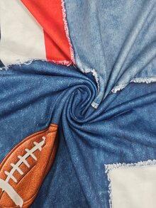 Manfinity Dauomo Men's Colorblock Patchwork Effect, Rugby Element, French Flag Pattern Print Short Sleeve T-Shirt - Multicolor - View 4