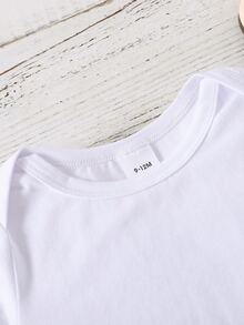 SHEIN Baby Girls' Colorful Fun Letters Heart Printed Short Sleeve Bodysuit, Summer - White - View 4