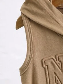 SHEIN Playful Pals 2件組 幼兒男嬰夏季套裝 卡其色休閒海灘街頭風 NYC字母壓紋無袖連帽T恤 & 針織短褲套裝 6M-3T - 卡其色 - 查看 6