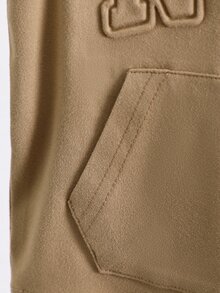 SHEIN Playful Pals 2件組 幼兒男嬰夏季套裝 卡其色休閒海灘街頭風 NYC字母壓紋無袖連帽T恤 & 針織短褲套裝 6M-3T - 卡其色 - 查看 10