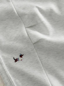 Manfinity RebelGame 男士臘腸狗刺繡抽繩腰寬鬆休閒長褲 - 淺灰色 - 查看 6
