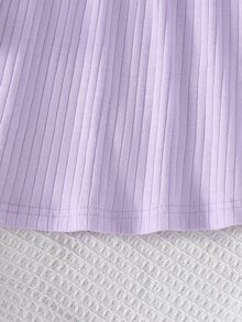 SHEIN 新生兒圓領立體刺繡洋裝，可愛優雅，簡約舒適 - 淡紫色 - 查看 7