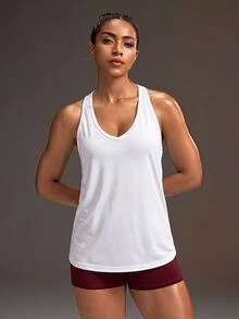 Powerista Women's White Loose Tank Top & Black Tank Top 2 Pieces Set - Black and White - View 4