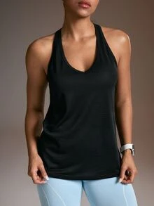 Powerista Women's White Loose Tank Top & Black Tank Top 2 Pieces Set - Black and White - View 12