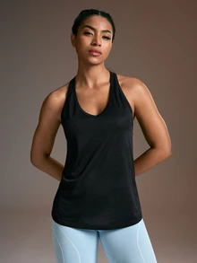 Powerista Women's White Loose Tank Top & Black Tank Top 2 Pieces Set - Black and White - View 11