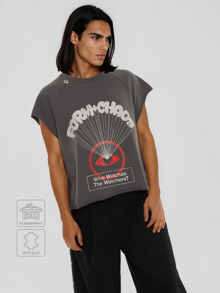FORM&CHAOS Men's Loose Fit Heavyweight Street Graphic Gray Tank Top, Summer - Grey - View 1
