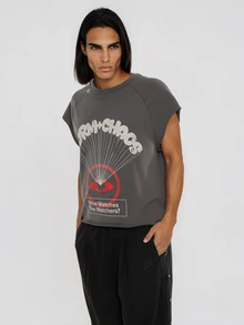 FORM&CHAOS Men's Loose Fit Heavyweight Street Graphic Gray Tank Top, Summer - Grey - View 5