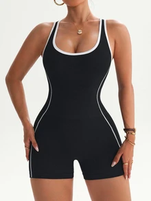Rhythm Era Combinaison de sport sans coutures et ultra-extensible, dos nu sexy et à la mode - Noir - Voir 8