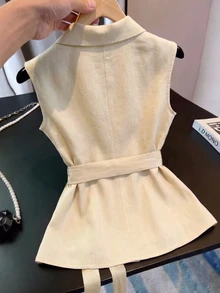 GlowEve Lady's Smooth-Woven Elegant Casual Summer Blouse - Apricot - View 2