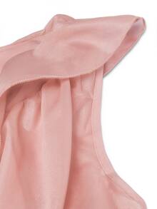 EMERY ROSE One Shoulder Ruffle Tiered Layer Chiffon Mini Dress, Solid Coral Pink Flowy Swing Vacation Party Vacation Vacation Short Dress - Dusty Pink - View 6