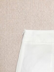 valorelle valorelle 女士纯色方领花瓣袖上衣和迷你裙优雅两件套 - 白色 - 查看 7