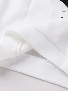 SHEIN 青少年男孩 2件組休閒黑白剪影印花連帽衛衣與運動長褲套裝 - 黑與白 - 查看 7