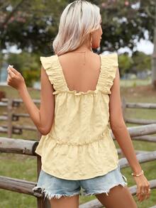 SHEIN VCAY Women's Fashionable Versatile Vacation Ruffle Trim Camisole, Suitable For Dates And Travel,Summer Top - Yellow - View 2